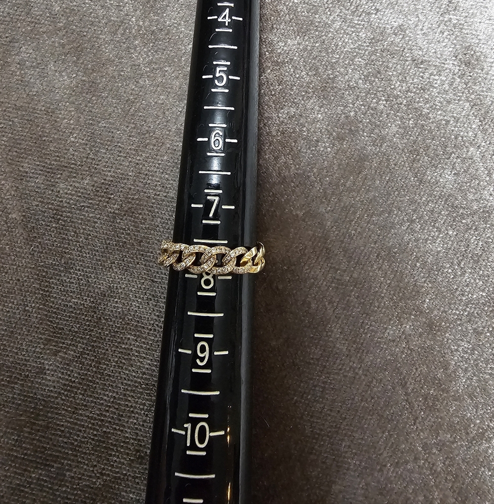 Solid Gold Diamond Chain Ring - image 2